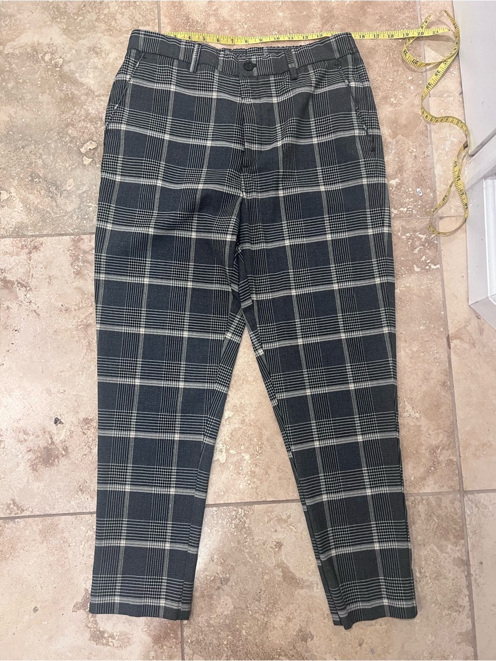 Zara Black & White Plaid Cropped Dress Pants